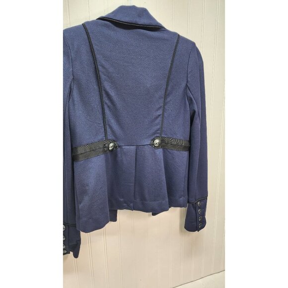 Cabi Double-Breasted Navy Military-Style Jacket With Button Accents & Black Trim - Picture 9 of 15